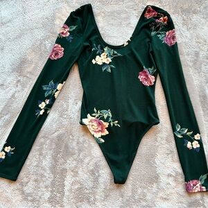 Wilfred Green Long Sleeve Floral Bodysuit One Piece